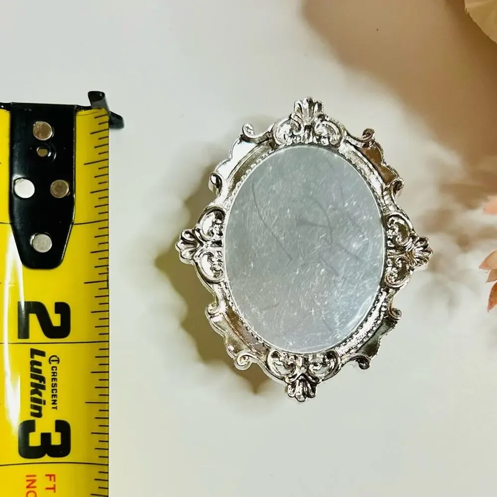 NWT Vintage Style Mirror Phone Grip Silver Ornate Aesthetic Stand